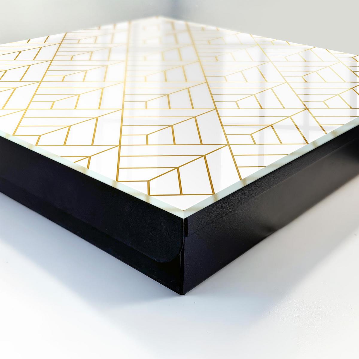 SCHLÜSSELBOX Schwarz 30x30 cm- Türöffnung nach rechts - Stilvolle Geometrie - Weiß, Metall (30/30/5cm) - TULUP