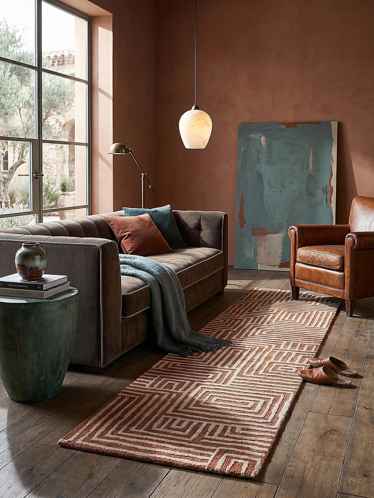 TEPPICH ARLEN, geometrisch, Terrakotta, 80 x 300 cm - Orange, Textil (300/80cm) - KADIMA DESIGN