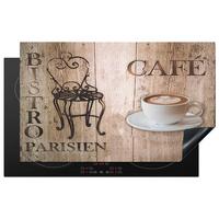 HERDABDECKPLATTE Bistro Parisien - Café - Kaffee - Jahrgang Ceranfeldabdeckung 85x52 cm - Cappuccino, Kunststoff (85/52/0.2cm) - MuchoWow