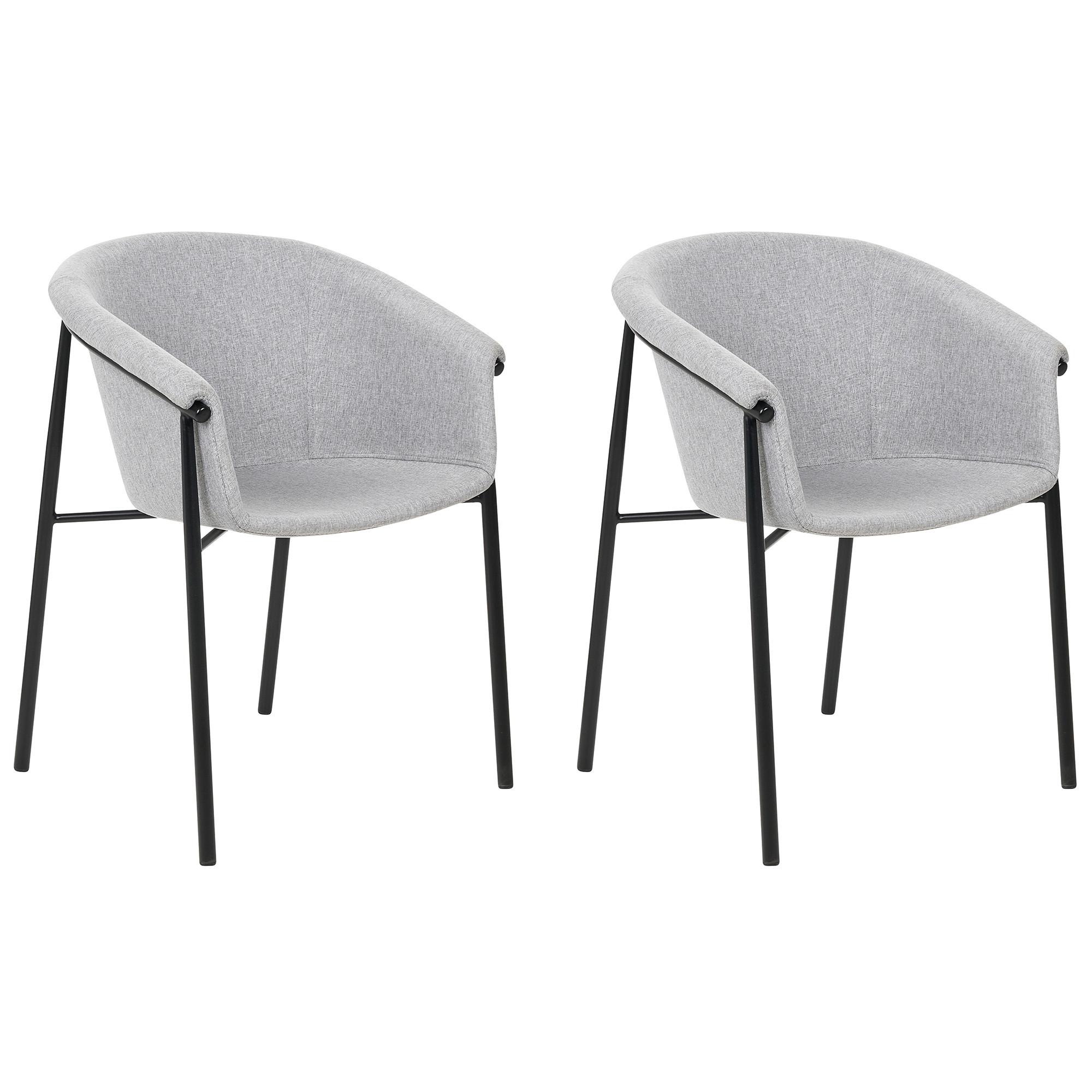 ESSZIMMERSTUHL 2er-Set Polyester Grau Ames - Grau, Textil/Metall (57/80/56cm) - Beliani