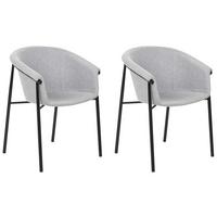 ESSZIMMERSTUHL 2er-Set Polyester Grau Ames - Grau, Textil/Metall (57/80/56cm) - Beliani