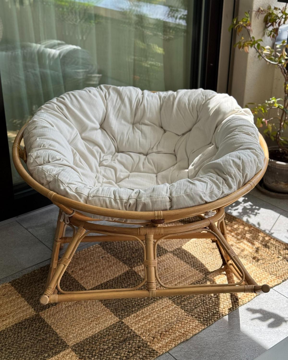 SCHAUKELSTUHL Rattan naturfarben/hellbeige Orvieto - Beige/Naturfarben, Naturmaterialien (110/72/108cm) - Beliani