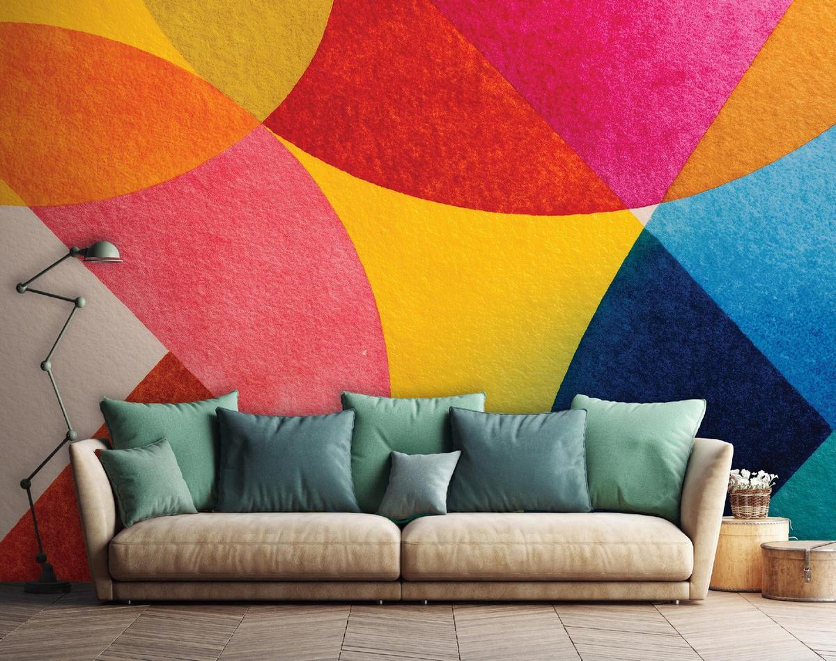 FOTOTAPETE Art Deco Geometrisch Bunt 250x175 cm - Multicolor, Papier (250/175cm) - Wallarena