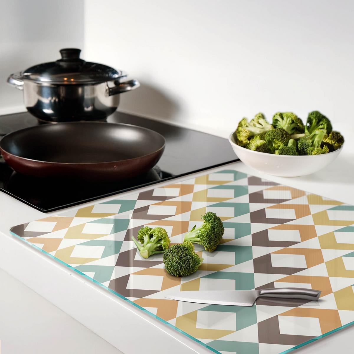 GLASPLATTE 60x52 cm Retro-Hintergrund - Multicolor, Glas (60/0.4/52cm) - TULUP
