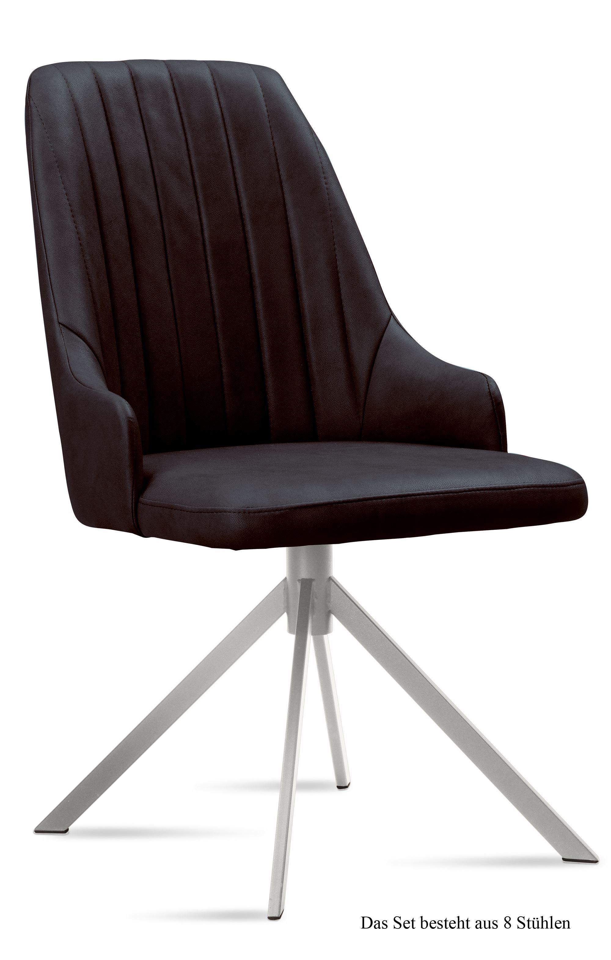 ESSZIMMERSTUHL (8er-Set) Dorrit 52x91x60 Edelstahl/Espresso - Edelstahlfarben/Dunkelbraun, Kunststoff (60/91/52cm) - 58aufmkessel