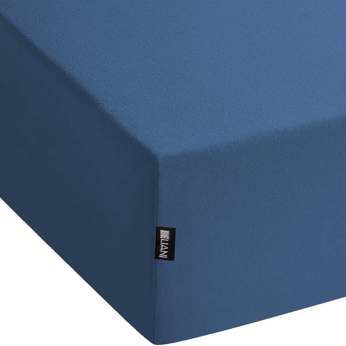 SPANNBETTLAKEN 200/200 cm Baumwolle Marineblau Janbu - Hellblau, Textil (200/200cm) - Beliani