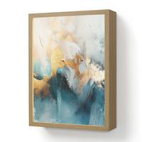 WANDLEUCHTE MIT AKKU Abstrakt - Kunst - Gold - Blau 30x40 cm - Türkis, Holzwerkstoff (30/40/8cm) - OnlyWow
