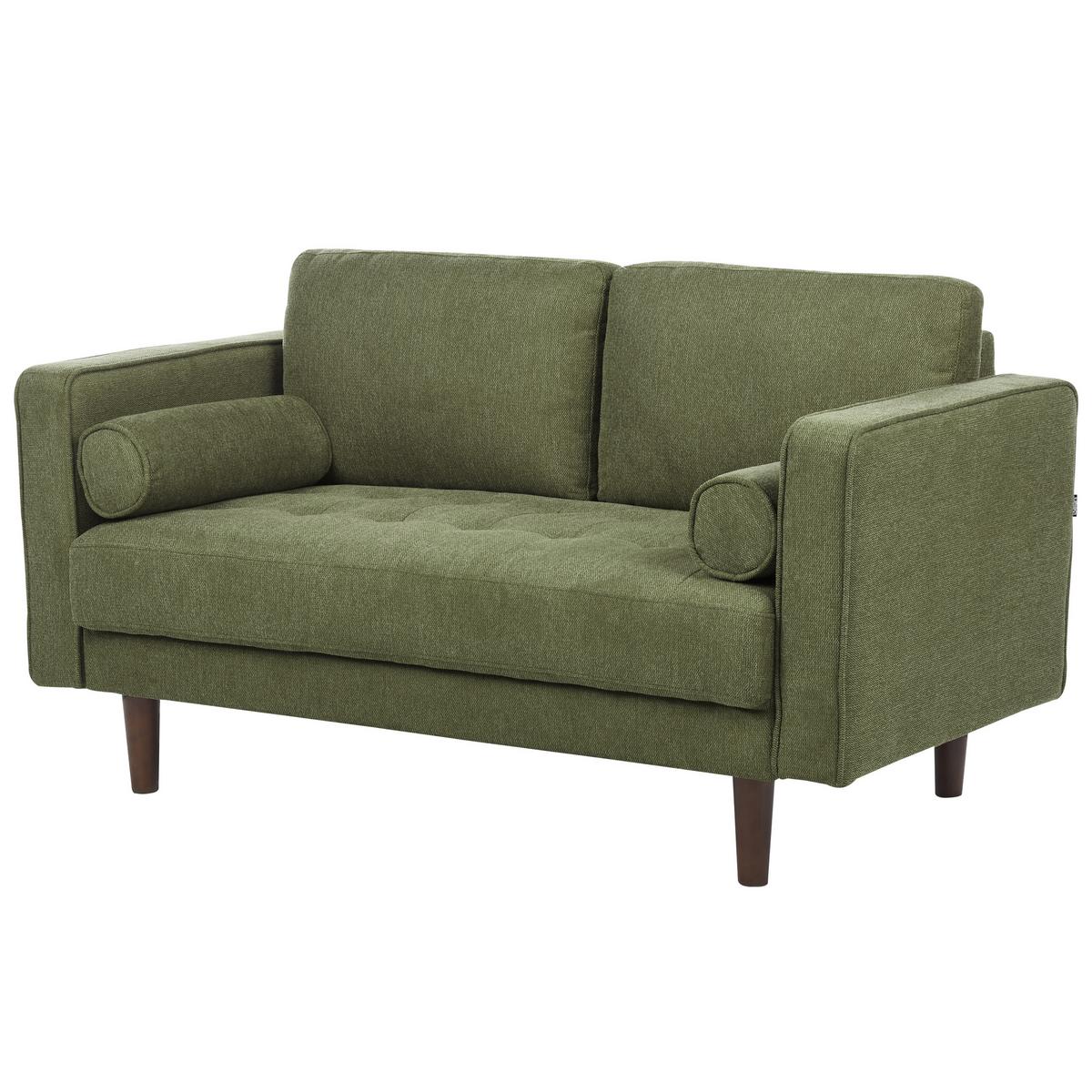 2-SITZER-SOFA dunkelgrün Nurmo - Dunkelbraun/Grün, Textil (140/78/74cm) - Beliani