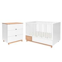 BABYZIMMER 2-teilig Weiß und Holz - Weiß, Holzwerkstoff (144/96/75cm) - Petits-meubles