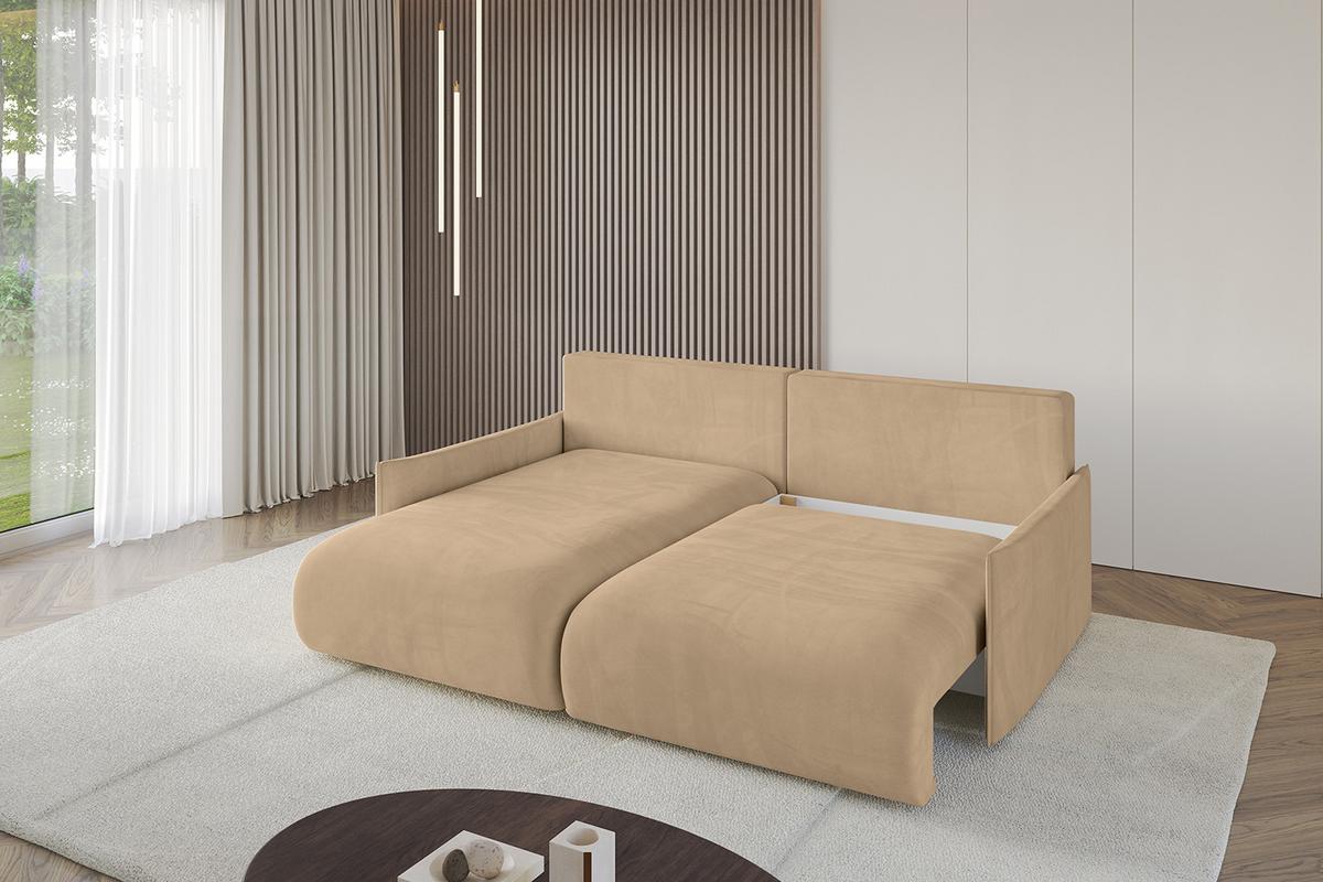 ECKSOFA Ottomane links ONESK-L-v1 216x177x72 Grün Velours - Beige, Holzwerkstoff/Kunststoff (216/177cm) - ALTDECOR