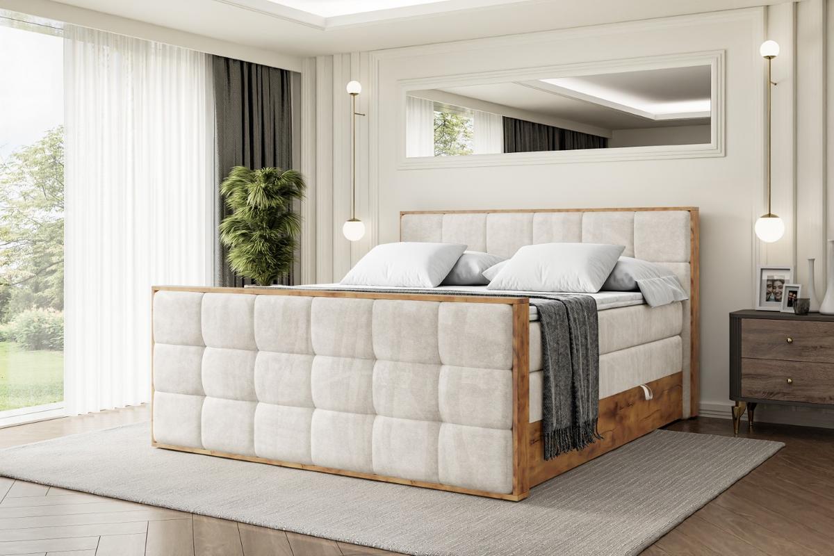 BOXSPRINGBETT mit Matratze H3|H4 und Lattenrost - LOLLI7-Z KING-140x200 - Beige Casablanca - Beige, Holzwerkstoff (140/200cm) - ALTDECOR