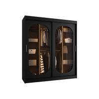 SCHWEBETÜRENSCHRANK Bahrajn 180 mit LED Beleuchtung - Silberfarben/Schwarz, Holzwerkstoff/Kunststoff (180/200/62cm) - MIRJAN24