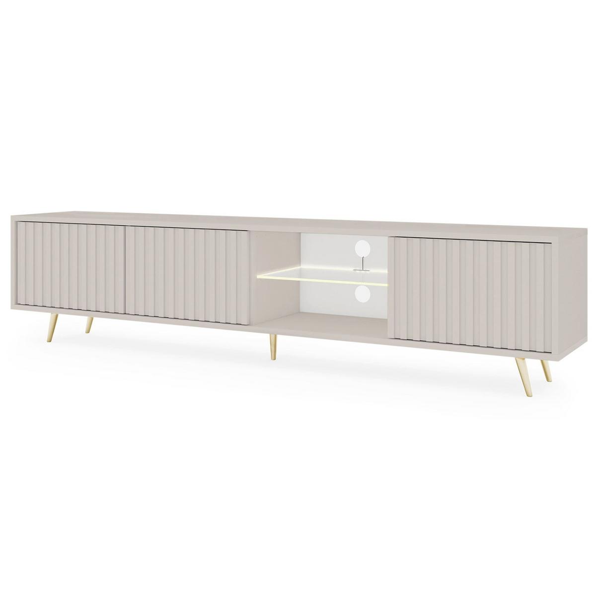 TV-LOWBOARD Bello Greige 175 cm - Taupe/Goldfarben, Holzwerkstoff/Metall (175/45/31.6cm) - Selsey