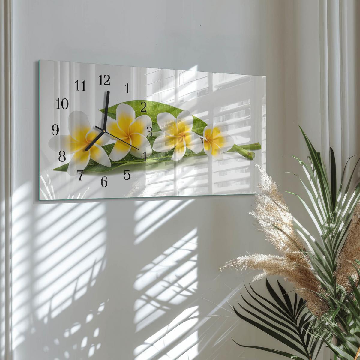 WANDUHR aus Glas 60x30 cm - Blumen - Gelb, Glas (60/30/0.4cm) - TULUP