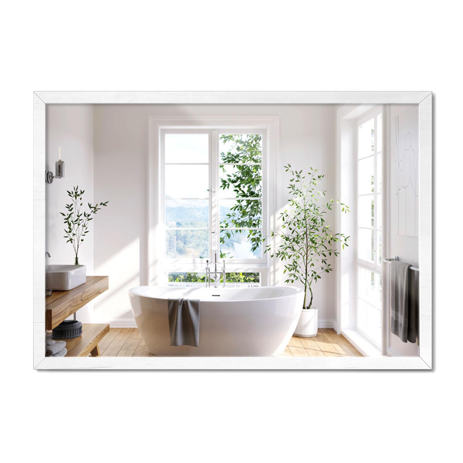 SPIEGEL 100x70cm Weißer Rahmen - Weiß, Glas (100/70/0.4cm) - Wallfluent