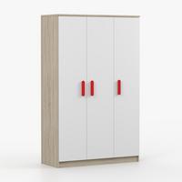KLEIDERSCHRANK Jonas III 2D 19, 120/192/50, 3-türig, Sonoma-Eiche - Rot/Sonoma Eiche, Holzwerkstoff (120/194/50cm) - imoebel24