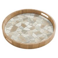 TABLETT Mosaik - Steine - Beige 50x50 cm - Beige, Holz (50/5/5cm) - OnlyWow