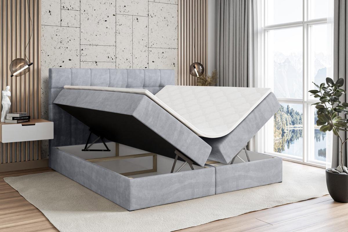 BOXBETT mit H3-Matratze und Lattenrost - BERO - 140x200 Hellgrau - Hellgrau, Holzwerkstoff (140/200cm) - ALTDECOR