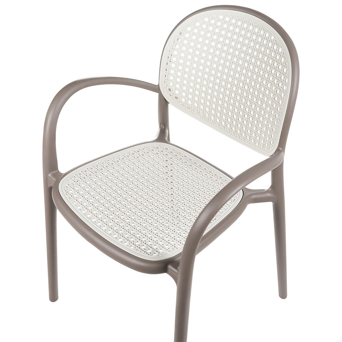 GARTENSTUHL 2er-Set Hellbraun Povoletto - Hellbraun/Weiß, Kunststoff (50/85/50cm) - Beliani