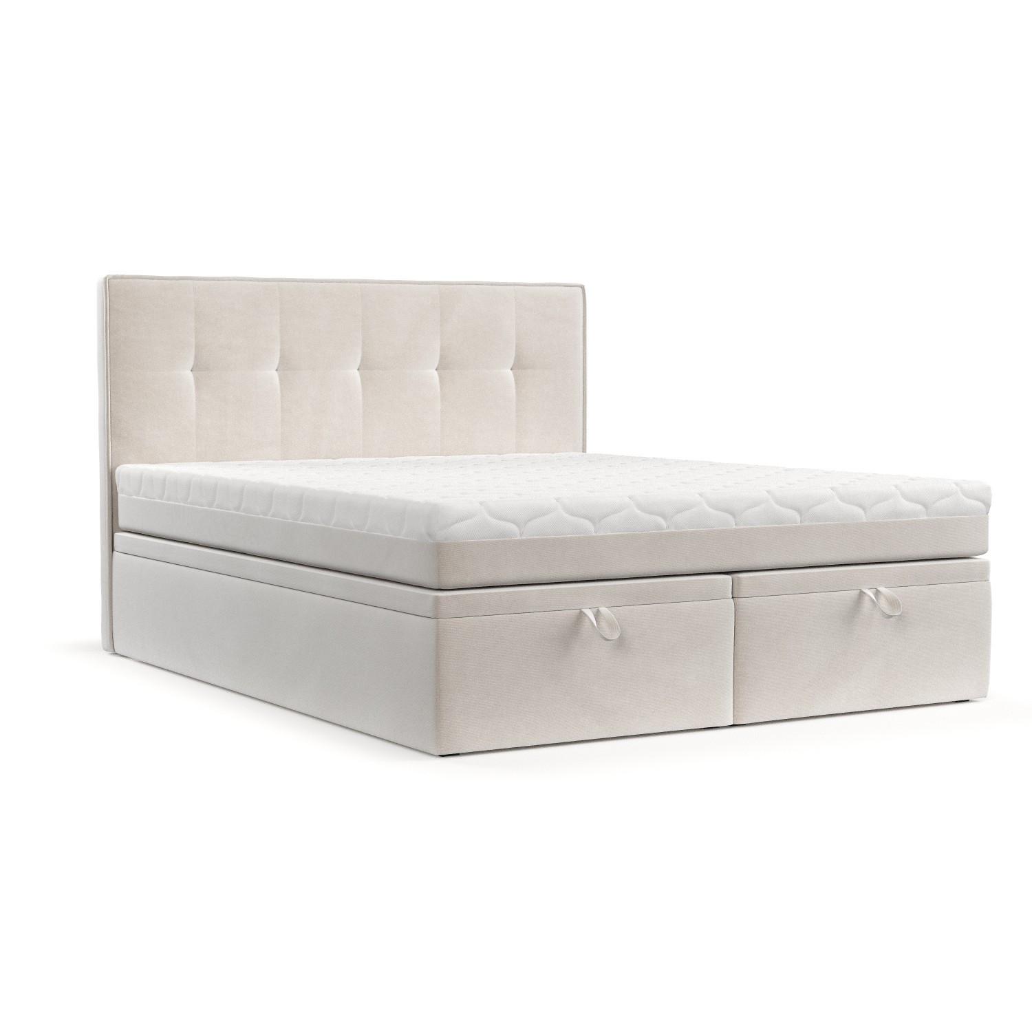 BOXBETT Arivo 200/200 cm Creme im Paros Stoff - Creme/Schwarz, Holz/Holzwerkstoff (200/200cm) - AltaBeds