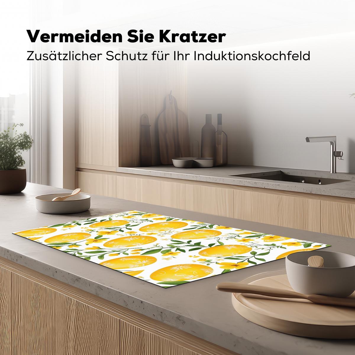 HERDABDECKPLATTE Blumen - Ostereier - Gelb Induktionsmatte 83x51 cm - Gelb, Kunststoff (83/51.5/0.2cm) - MuchoWow