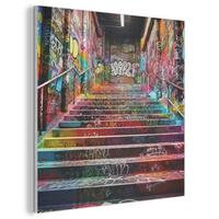 AKUSTIKBILD Treppe - Graffiti - Farben - Kunst Akustikpaneele 80x80 cm - Multicolor, Kunststoff (80/80/0.9cm) - MuchoWow