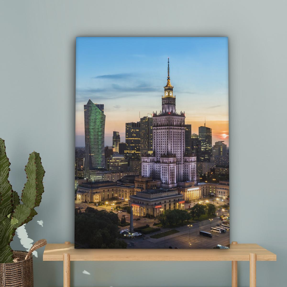 LEINWANDBILD Polen - Sonne - Warschau Wandbild Wohnzimmer 60x80 cm - Blau, Textil (60/80cm) - MuchoWow