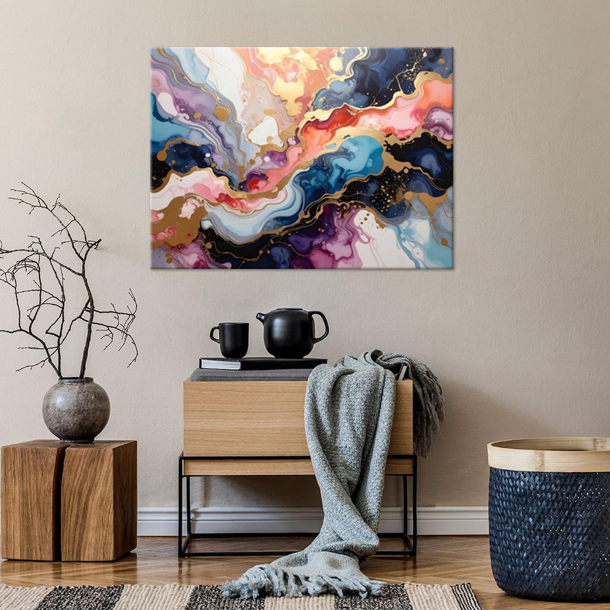 WANDBILD, Bunte Acryl Abstrakt - Multicolor, Textil (60/40cm) - Feeby