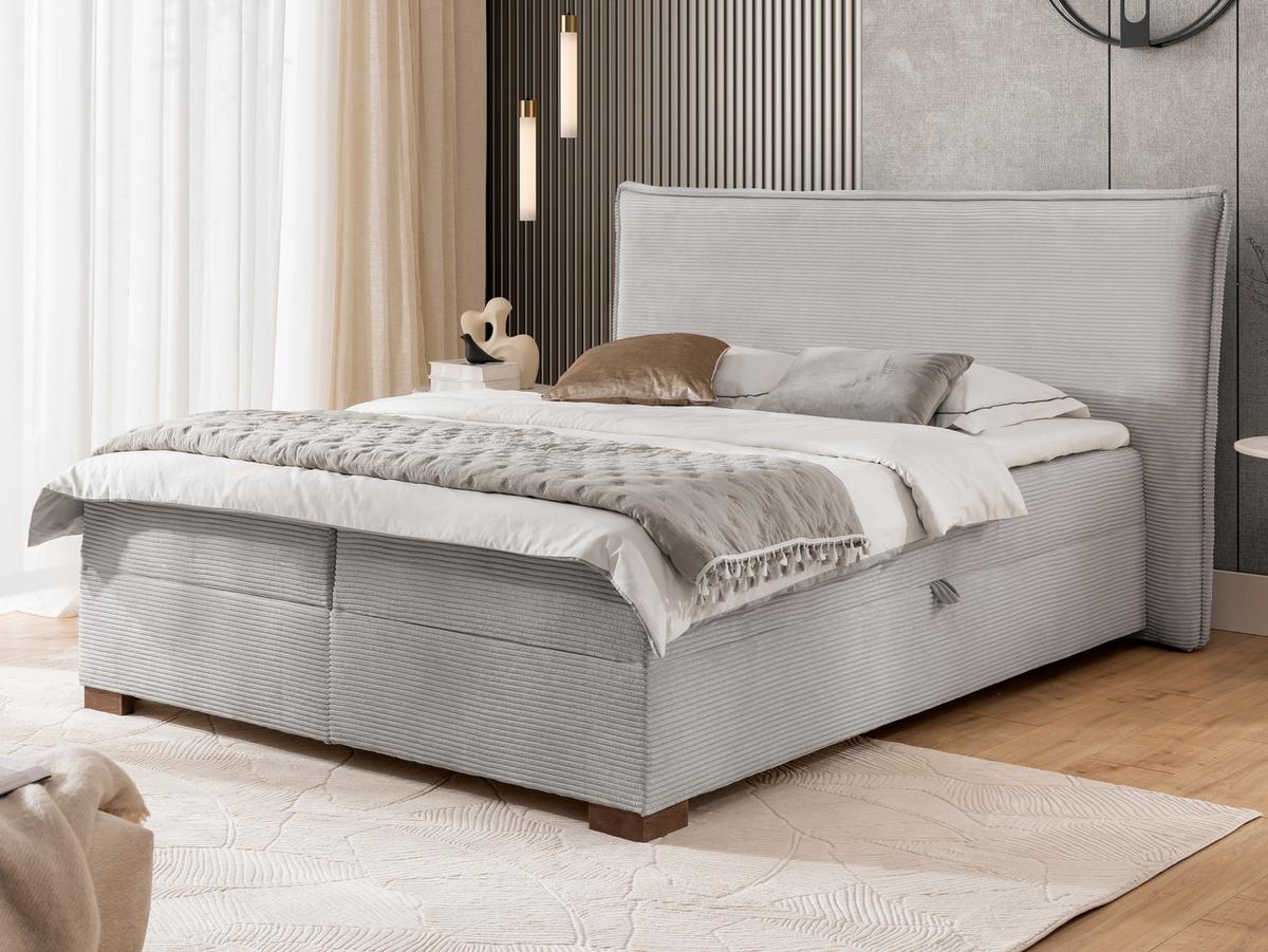 BOXBETT Lovetti II, Cord, H3 - Dunkelbraun/Hellgrau, Holz/Kunststoff (200/200cm) - S-Style Möbel