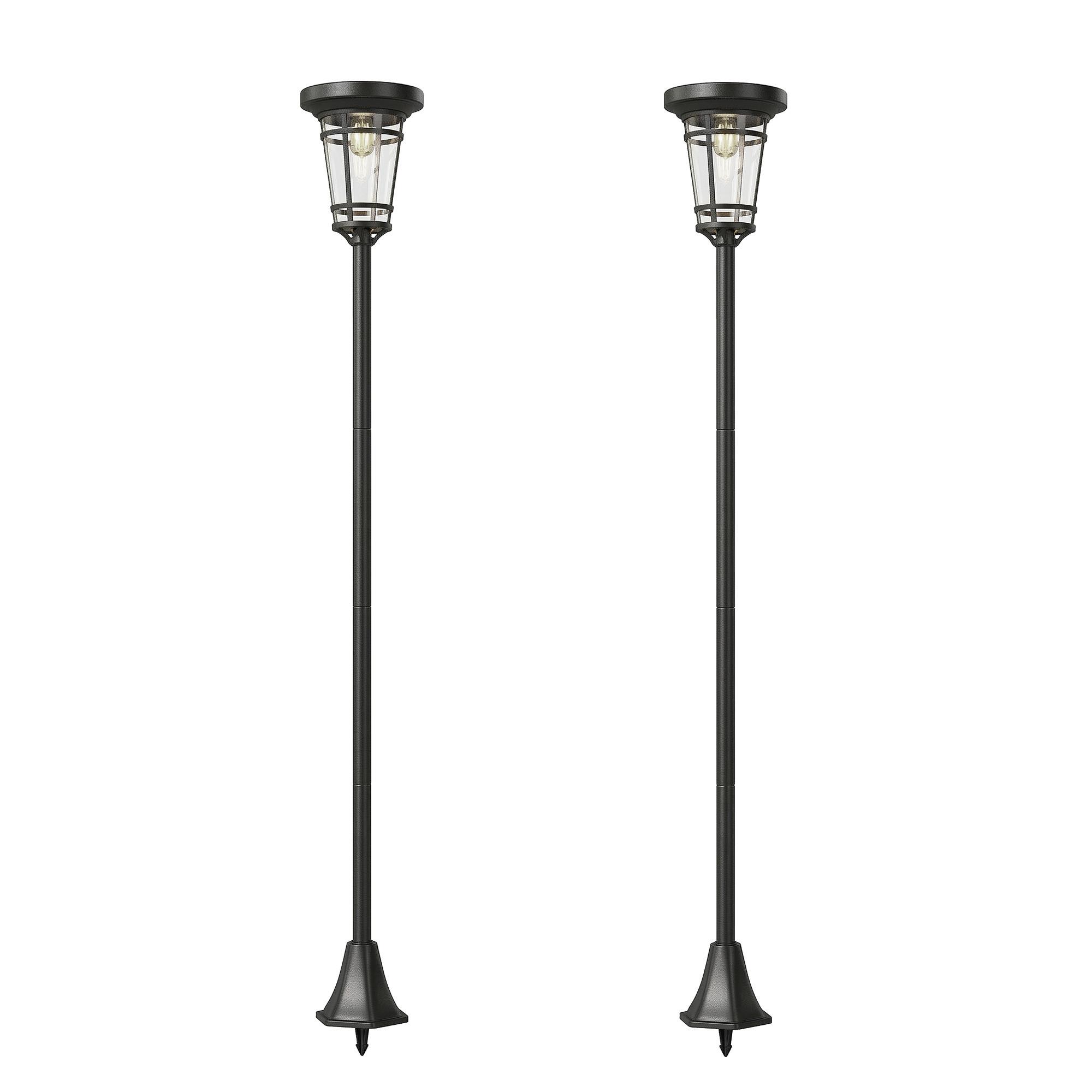 SOLARLATERNE 2ER-SET aus ABS, Edelstahl Schwarz - Schwarz, Metall (23.5/23.5/180cm) - Outsunny