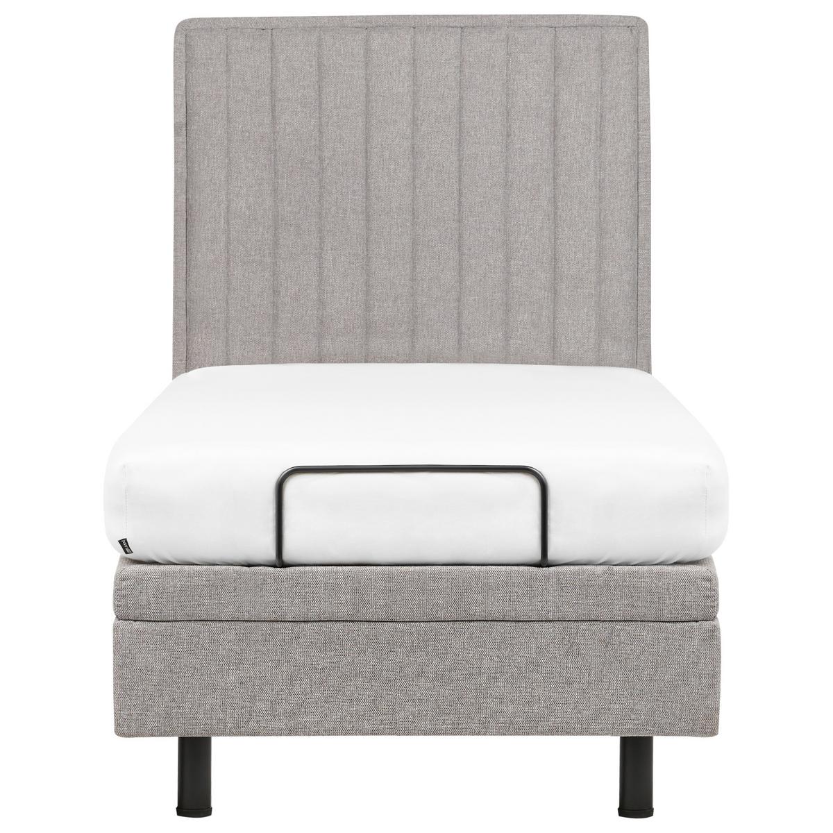 BETT 90/200 cm Hellgrau Duke II - Hellgrau, Textil (90/200cm) - Beliani