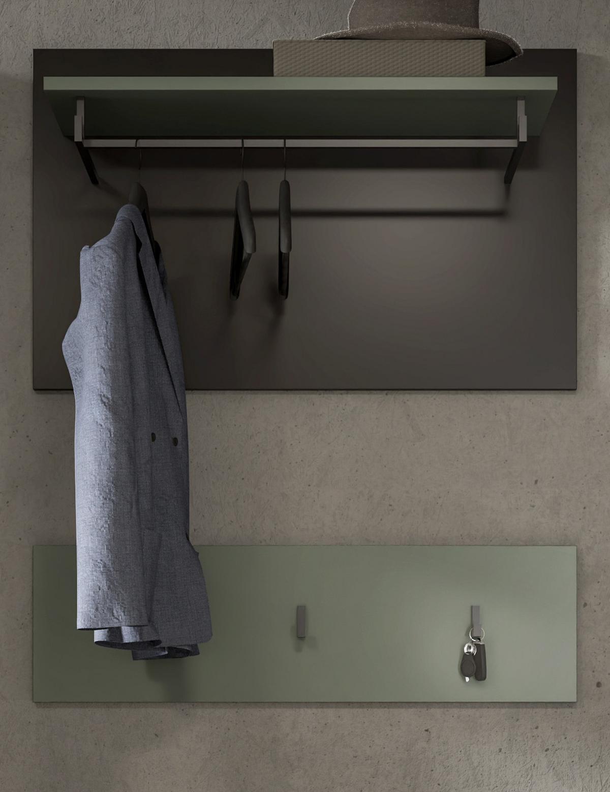 GARDEROBENPANEEL Salbei grün und grau, Set 2-teilig, 80 cm, Cooper - Salbeigrün, Holzwerkstoff (80/73/27cm) - Inn.Furn
