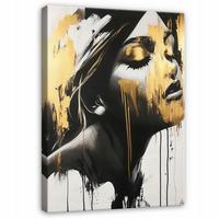 WANDBILDER Modern Abstrakt Frau Leinwand Bilder 60x40 - Goldfarben, Holzwerkstoff (40/60cm) - Wallarena