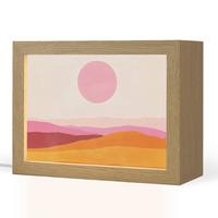 TISCHLEUCHTE Hügel - Orange - Sonne - Abstrakt 20x15 cm - Chromfarben, Holzwerkstoff (8/20/15cm) - OnlyWow