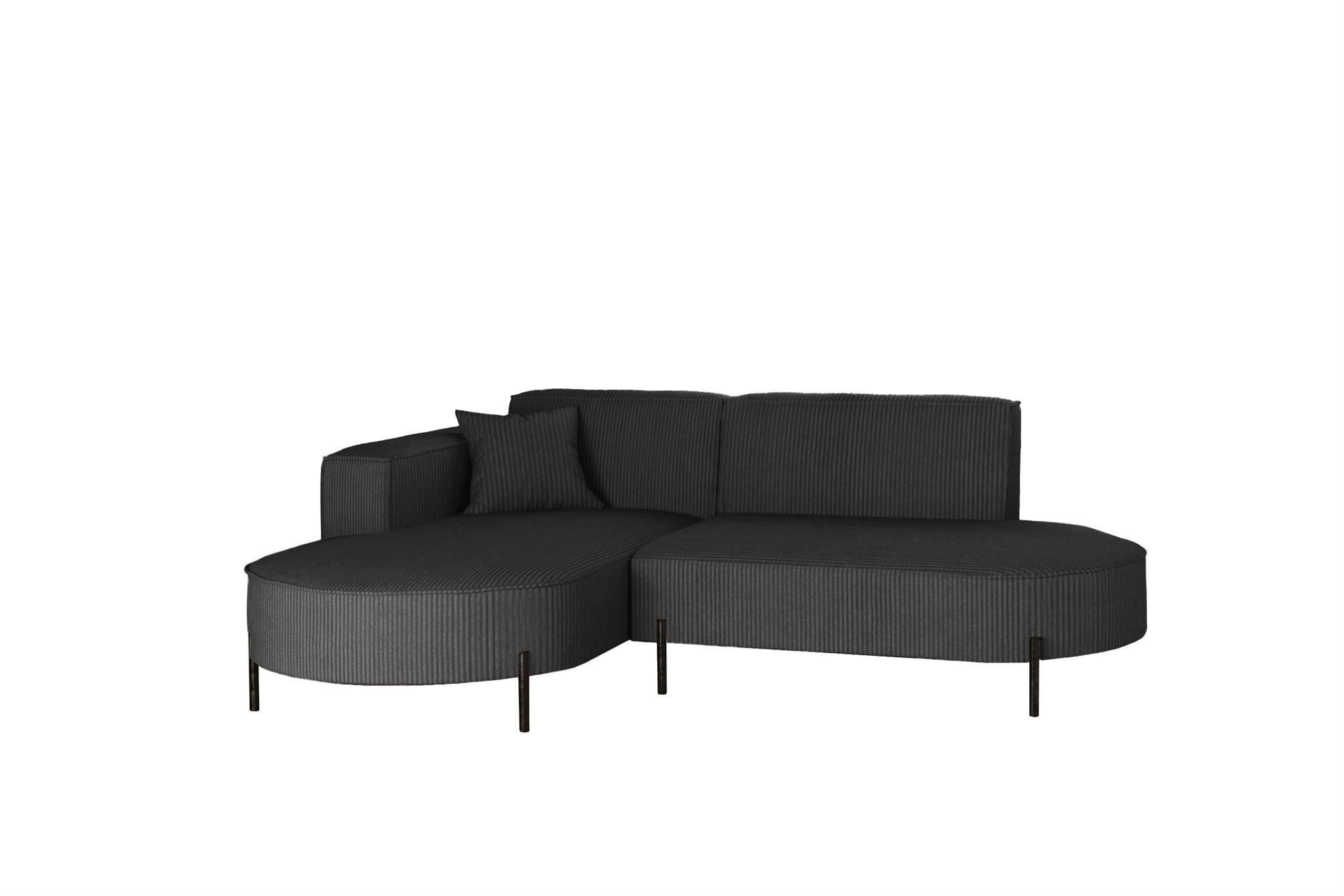 ECKSOFA Valencia Xs - Anthrazit, Holzwerkstoff/Textil (236/165cm) - Fun Möbel
