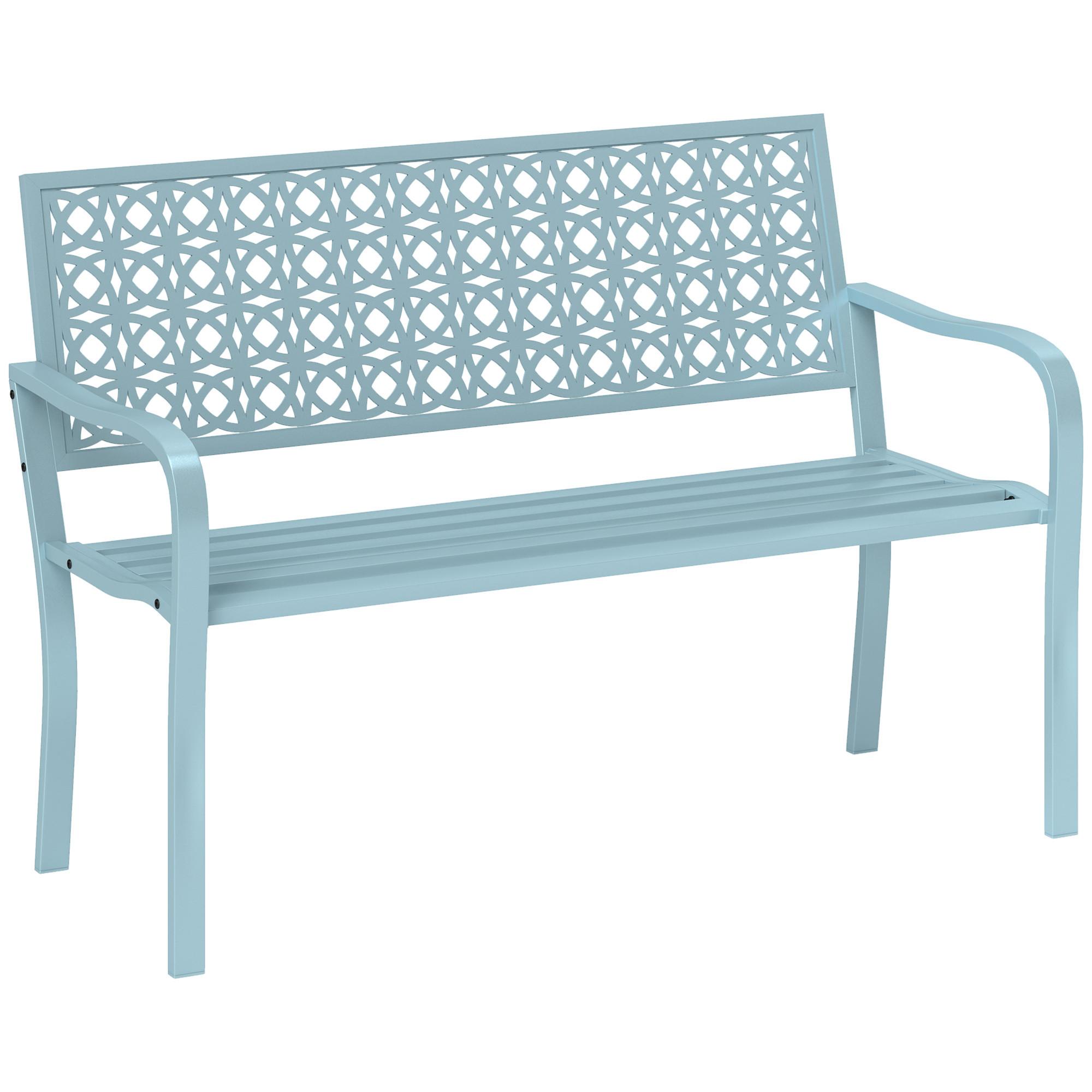 GARTENBANK 2-Sitzer - Blau, Metall (63/85/127cm) - Outsunny