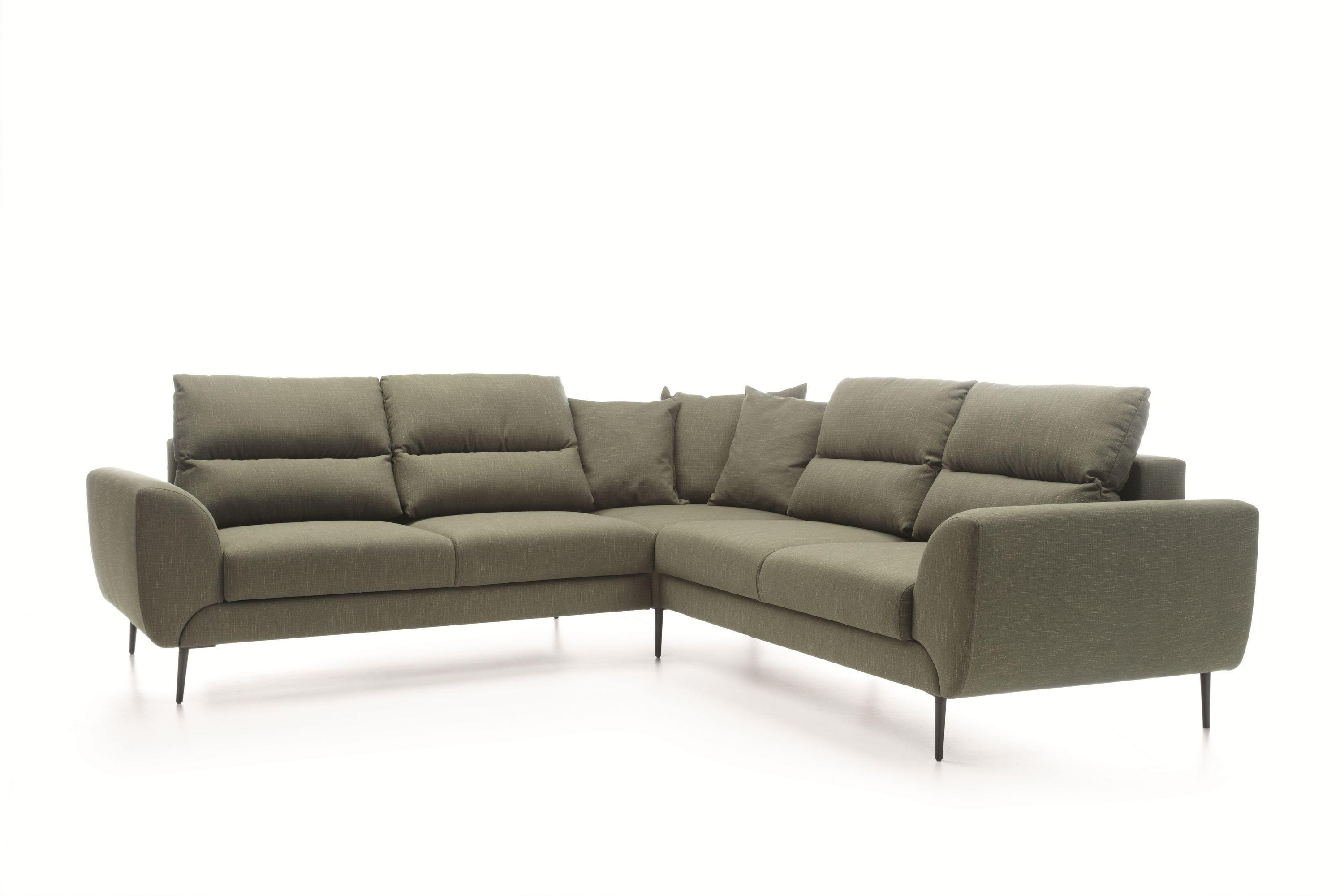 ECKSOFA SETTE Grün Velours-Stoff mit Schlaffunktion - Grün, Holz (265/265cm) - MASSENO