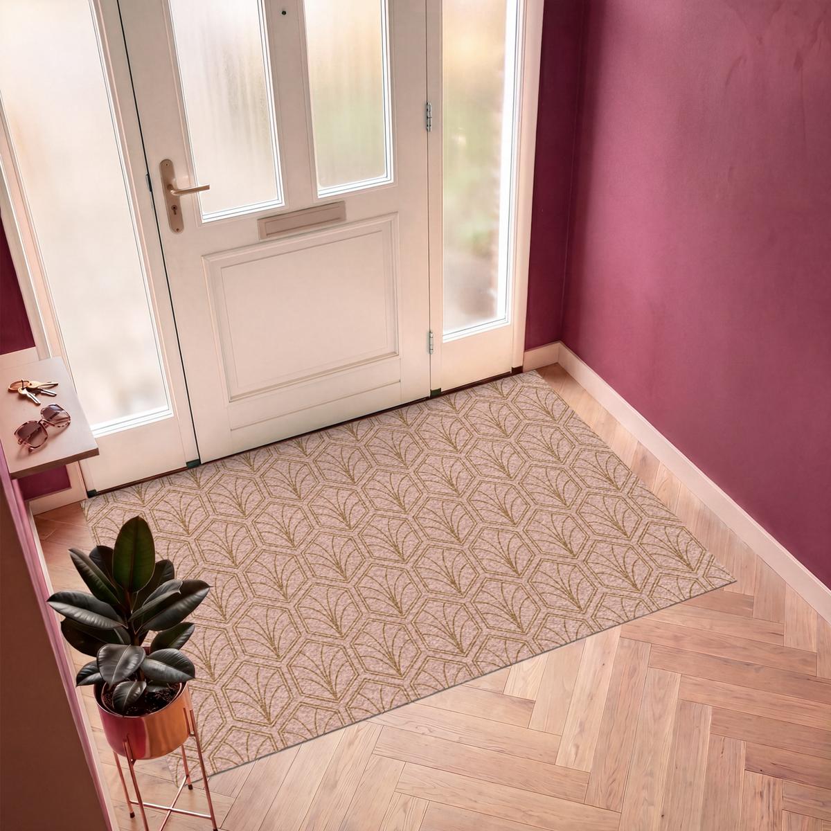 FUSSMATTE Lachsrosa - Muster - Geometrisch Schmutzfangmatte 180x120 cm - Altrosa, Kunststoff (180/0.4cm) - MuchoWow