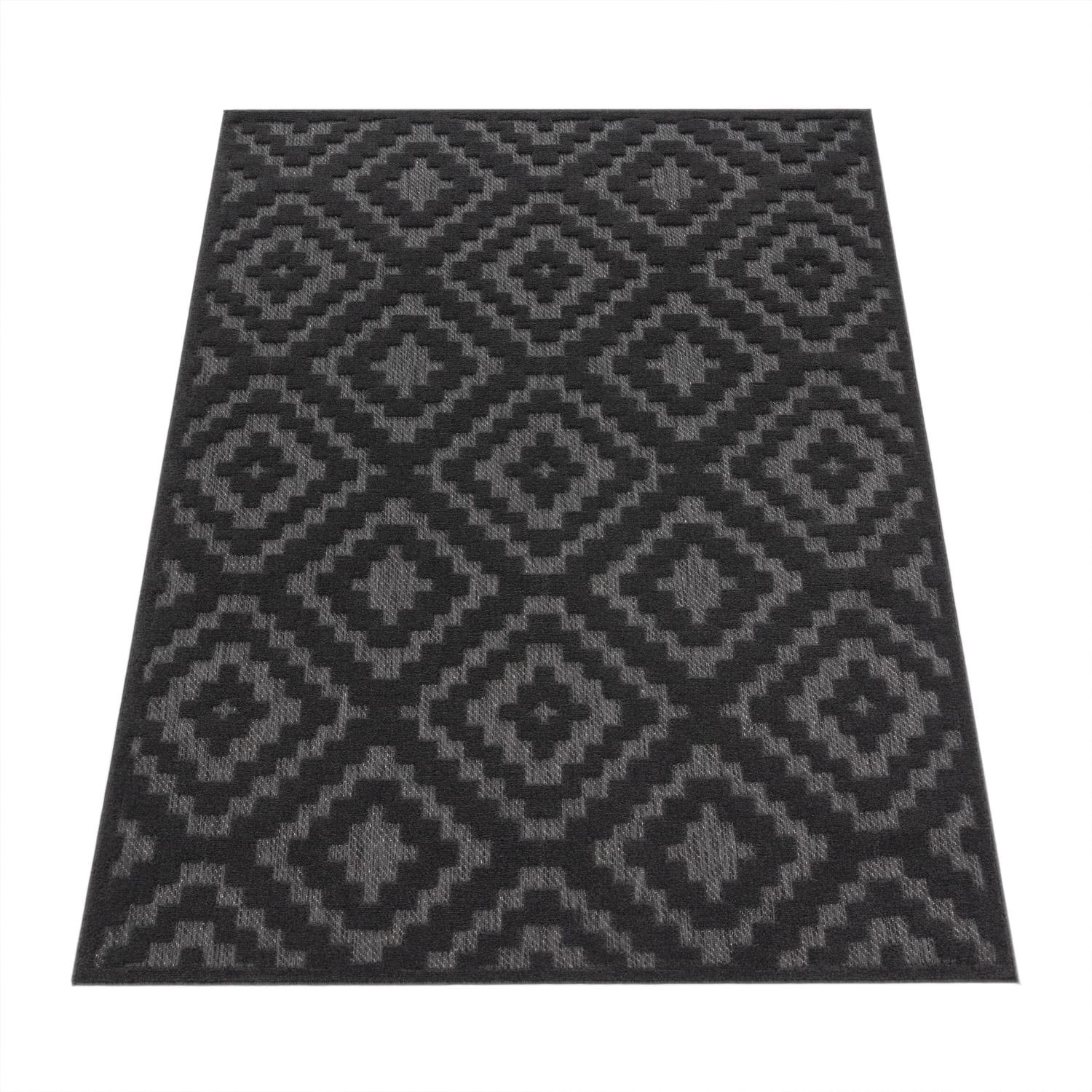 KURZFLORTEPPICH, mit Rauten-Struktur, Anthrazit, 80 x 150 cm - Anthrazit, Textil (150/80cm) - KADIMA DESIGN