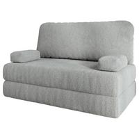 BETTSOFA KESTE aus Schaumstoff Bucle-Stoff Hellgrau Schlaffunktion - Hellgrau, Textil (140/86/60cm) - MASSENO