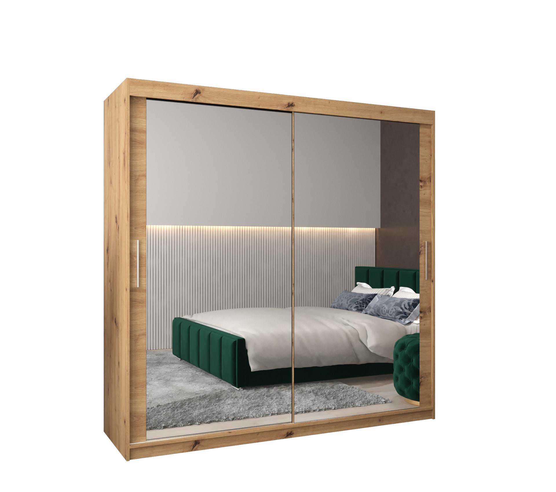 SCHWEBETÜRENSCHRANK 200/200/62 2-türig - Silberfarben/Eiche Artisan, Holz/Kunststoff (200/200/62cm) - MÖBEL KRYSPOL