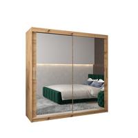 SCHWEBETÜRENSCHRANK 200/200/62 2-türig - Silberfarben/Eiche Artisan, Holz/Kunststoff (200/200/62cm) - MÖBEL KRYSPOL