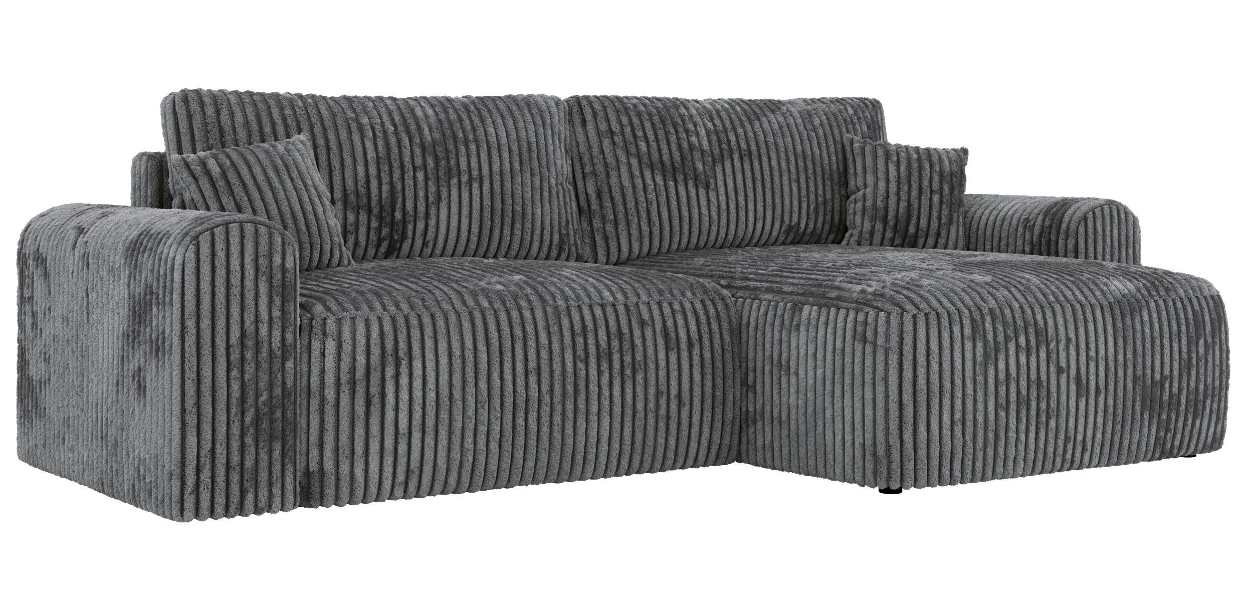 ECKSOFA NEKSON L - Grau Cord - Schwarz/Grau, Kunststoff/Textil (274/152cm) - MKS