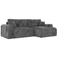 ECKSOFA NEKSON L - Grau Cord - Schwarz/Grau, Kunststoff/Textil (274/152cm) - MKS