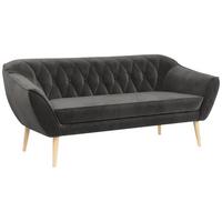 SOFA Pirs 3 Sitzer Velvet Grau - Braun/Grau, Holz/Textil (180/75/74cm) - MKS