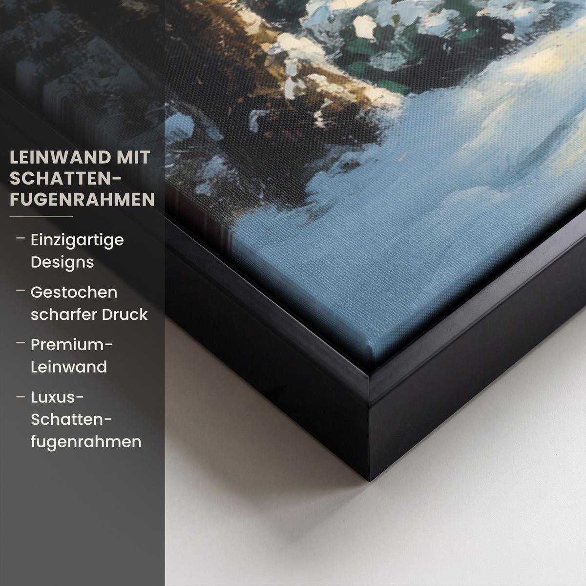 LEINWAND Bilder mit Rahmen - Weihnachten - Weihnachtsbaum - Winter - Zuhause - Schnee - 60x40 - Smaragdgrün, Textil (60/40cm) - MuchoWow