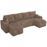 WOHNLANDSCHAFT KIRASSO U Braun Cord - Braun/Grau, Textil/Metall (320/86/147cm) - MKS