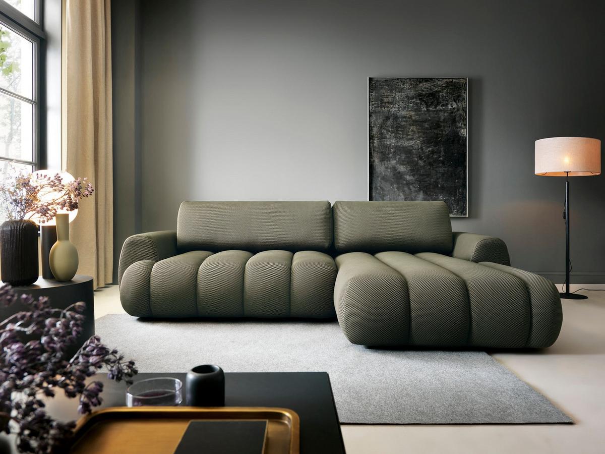 ECKSOFA SITO Grün Jersey mit Schlaffunktion - Grün, Holz (272/168cm) - MASSENO