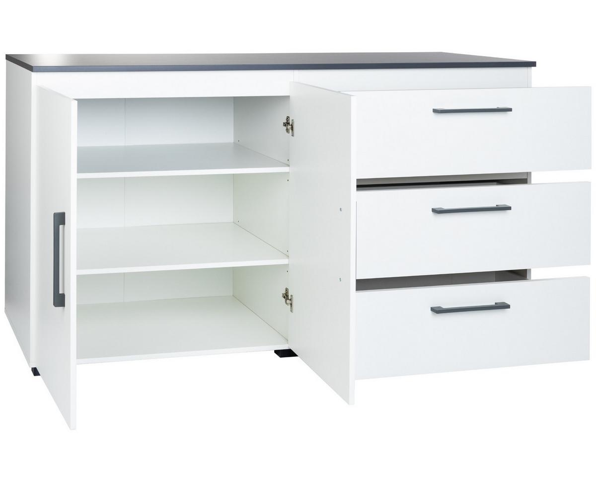KOMMODE 169/92/50 cm Weiß Anthrazit - Anthrazit/Weiß, Holzwerkstoff/Kunststoff (169/92/50cm) - arthur berndt