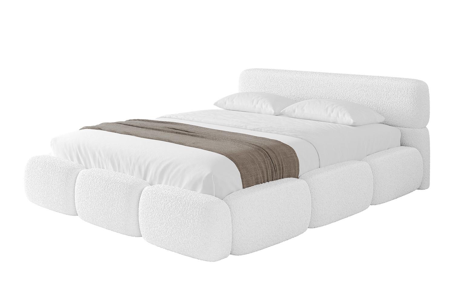 POLSTERBETT mit Bettkasten und Lattenrost, Boxbett ohne Matratze - ELVA-v1 180x200 Weiß - Weiß, Holzwerkstoff/Textil (180/200cm) - ALTDECOR